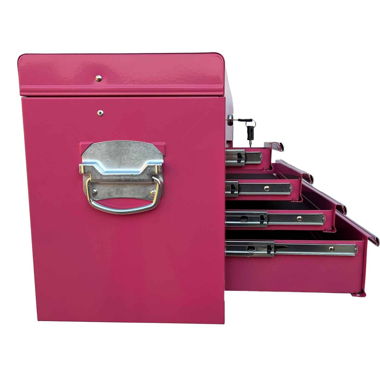 Workington Portable Metal Tool Chest with 6 Drawers, 24" 6-Drawer Tool Chest Cabinet with Ball Bearing Drawer Slides, Steel Tool Storage Box Organizer 4005 Pink