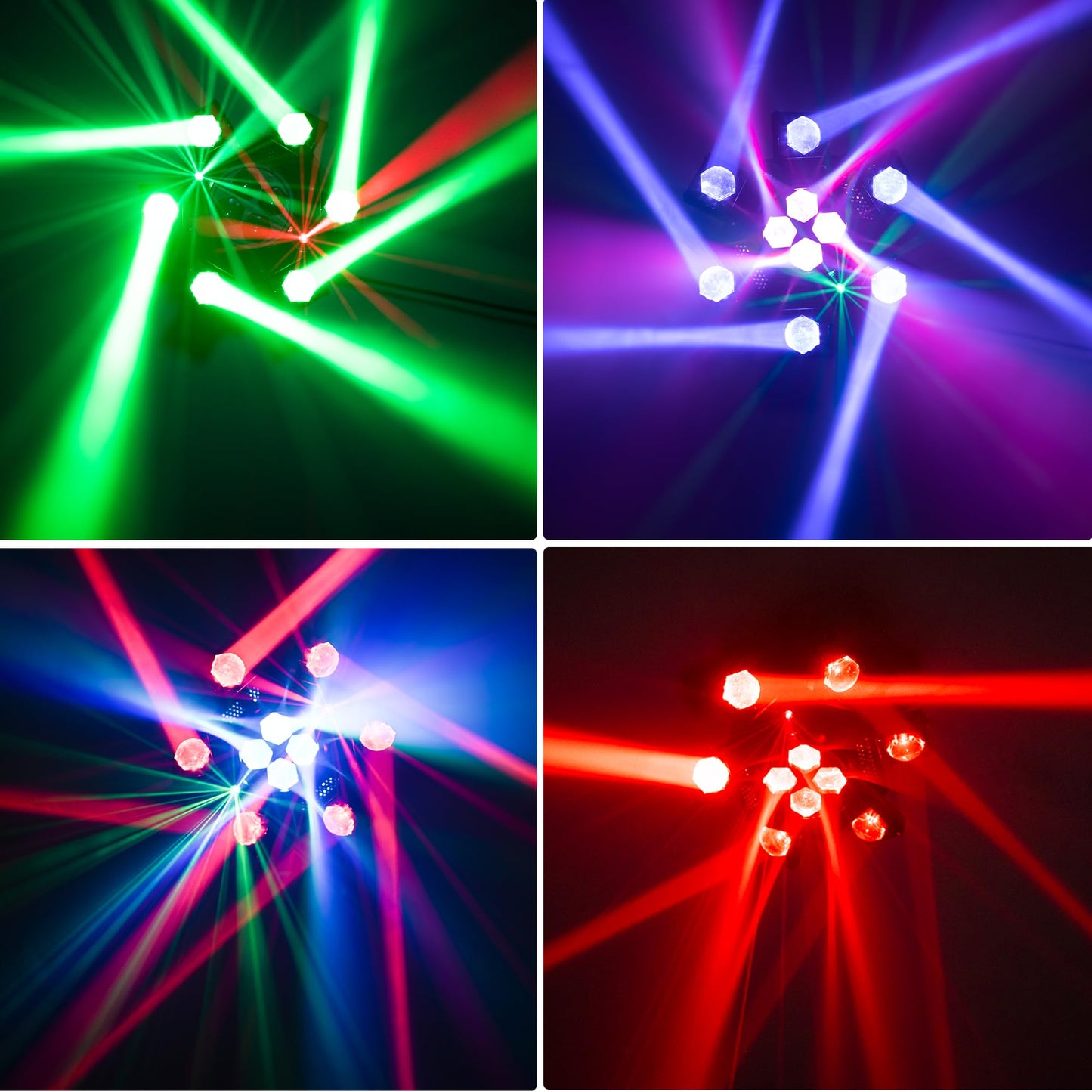 Moving Head DJ Lights 6-Arm Lamp with Remote Control 150w RGBW 4in1 LED DJ Stage Lights Moving Head Disco Light DMX512 & Sound Activated Rotating Light Starlight for Wedding Live House KTV Bar & Club