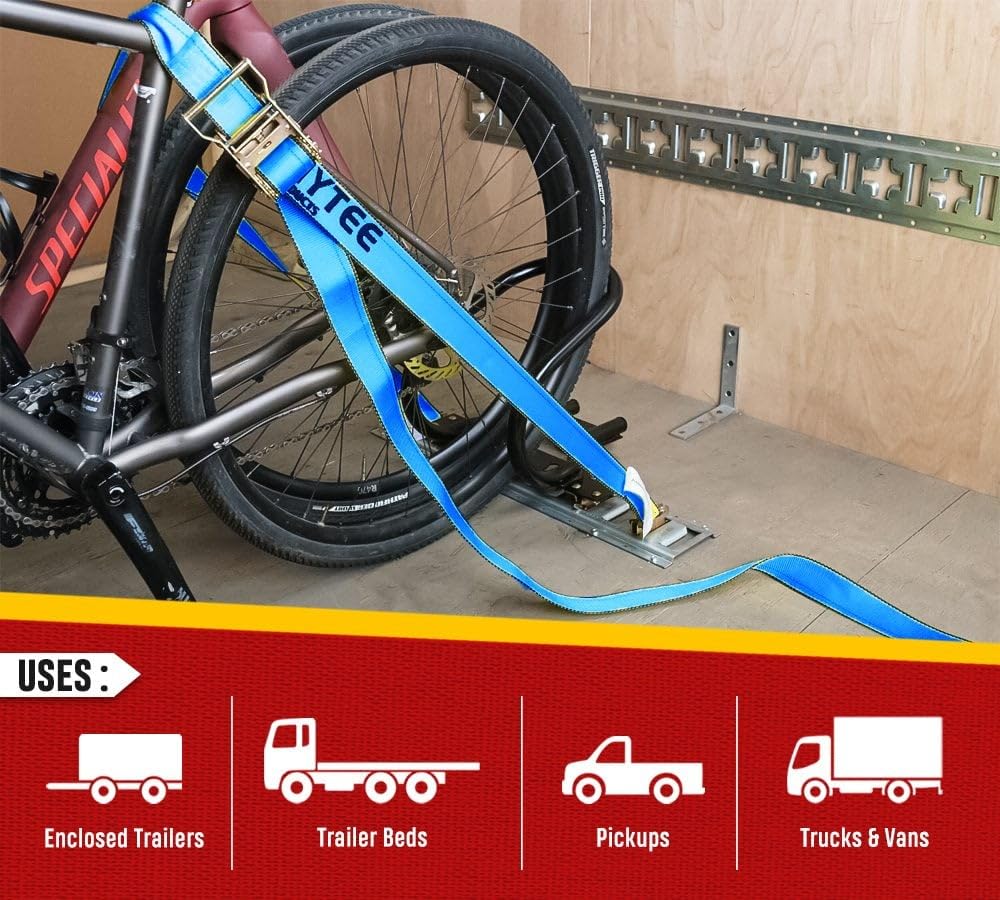 Mytee Products (20 Pack) 2'' x 20' E Track Straps w/Spring E-Fittings - Blue Ratchet Etrack Straps w/Heavy Duty 4000 lbs Breaking Strength for Enclosed Trailers, Trucks & Vans