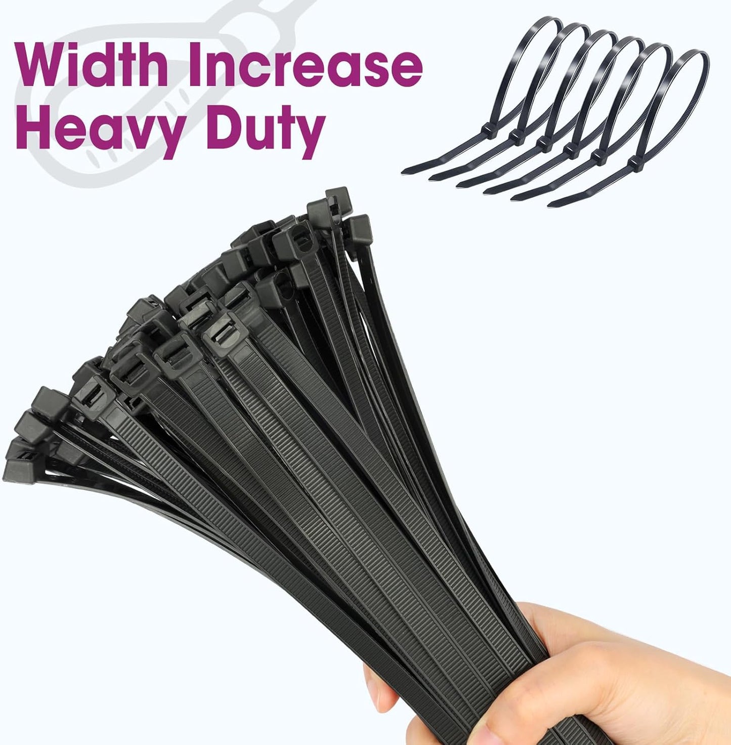 200 24 Inch 500lbs PCS Zip Ties Heavy Duty, Large Cable Ties Tensile Strength, Black Zip Ties for Indoor and Outdoor
