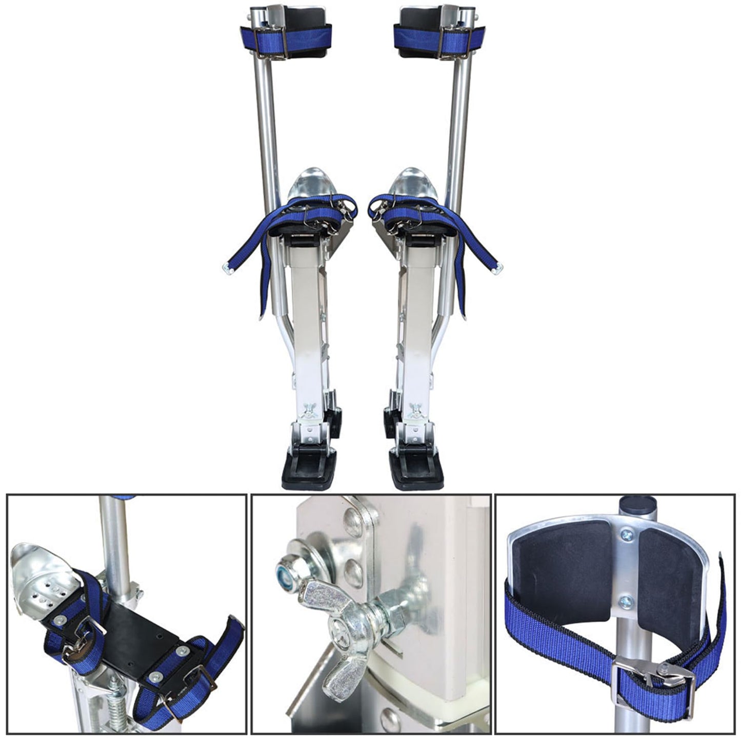 waltyotur 15-23 inch Drywall Stilts Grade Adjustable Auminum Tool Stilt for Painting or Cleaning - Silver