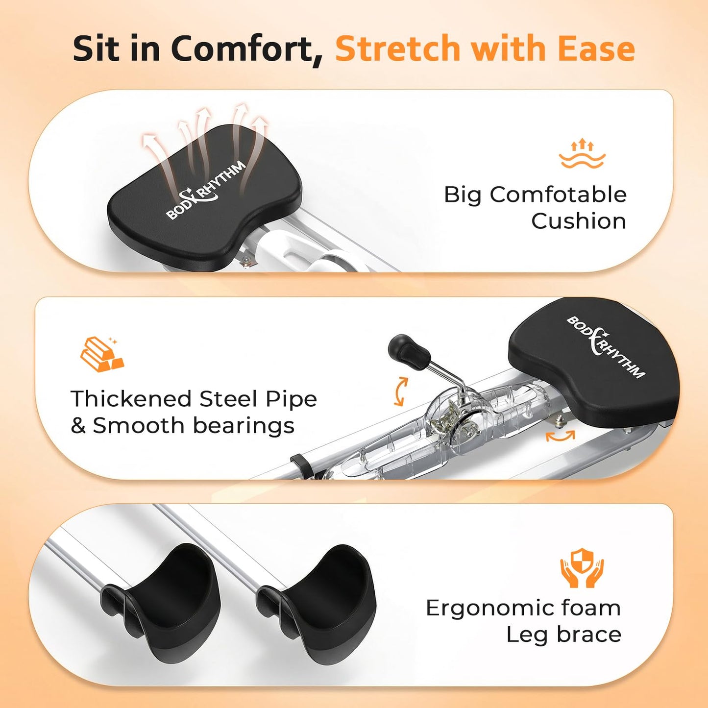 BODY RHYTHM Leg Stretcher - Split Machine for Leg Stretching - Flexibility Stretching Equipment - Ballet, Yoga, Dance, Martial Arts, MMA - Home Yoga Gym Fitness (Black)