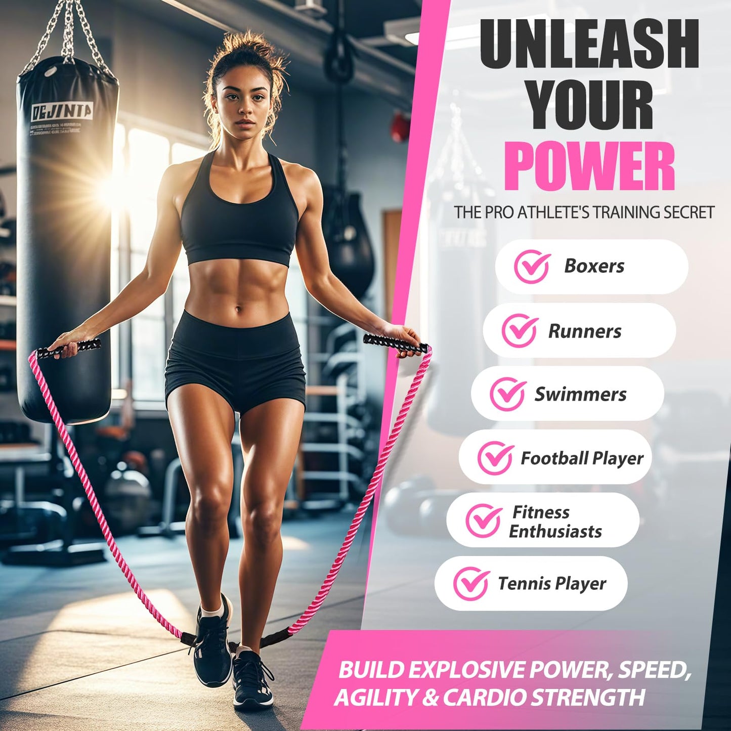 KUZARO Jump Rope, Weighted Jump Rope for Women, Heavy Jump Ropes for Fitness, Home Gym Exercise Equipment, Adult Skipping Rope for Strength Training, Weight Loss, Boxing Training,Total Body Workout Equipment