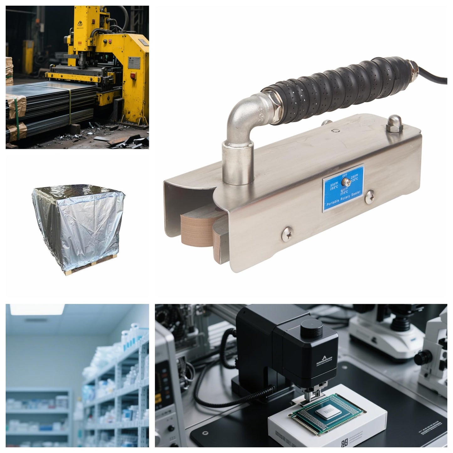 Continuous Hand Rotary Bag Sealer Model ROS-25 Stainless Steel Portable Directly-heated Hand Held Sealer For Industrial,Cement Cowhide Bag