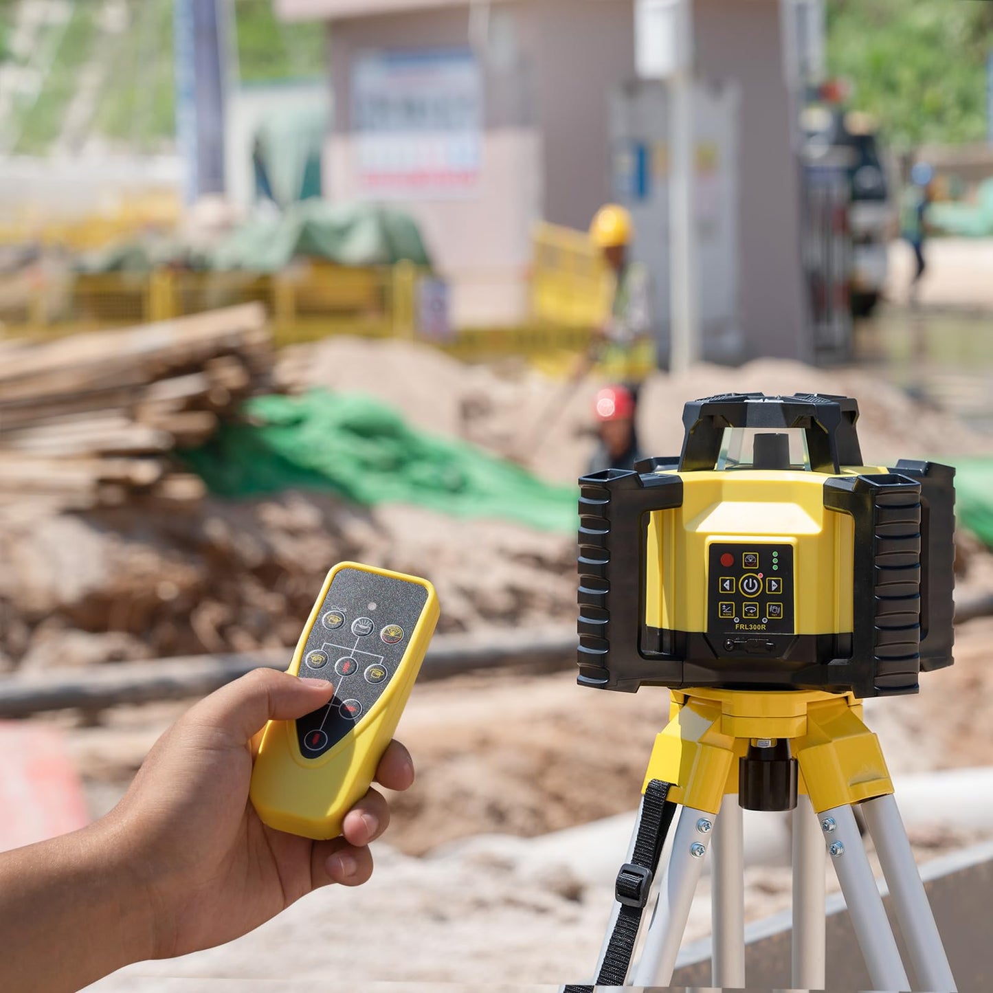 Firecore Rotary Laser Level Kit, 360 Degree Self-Leveling Horizontal Rotary Laser for Construction, Outdoor Laser Level with Receiver, Rechargeable Battery, Rod Clamp & Remote Control Included-FRL300R