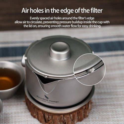 iBasingo 180ML Titanium Kung Fu Tea Set with 3 teacup Teapot with Strainer Dividing Cup Double-Layer Gaiwan Portable Tea Bowl Mug for Outdoor Camping Travel Picnic Backpacking Home Office Ti3137D
