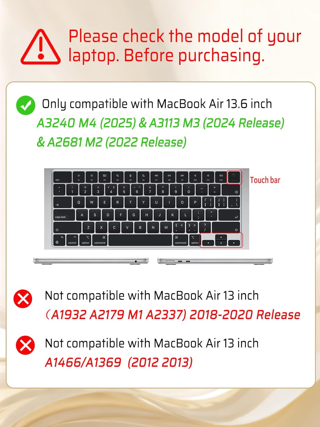 Seorsok 13.6 inch M5 M4 M3 M2 2026 2025-2022 A3449 A3240 A2681 A3113,Elegant Compatible with New MacBook Air Case