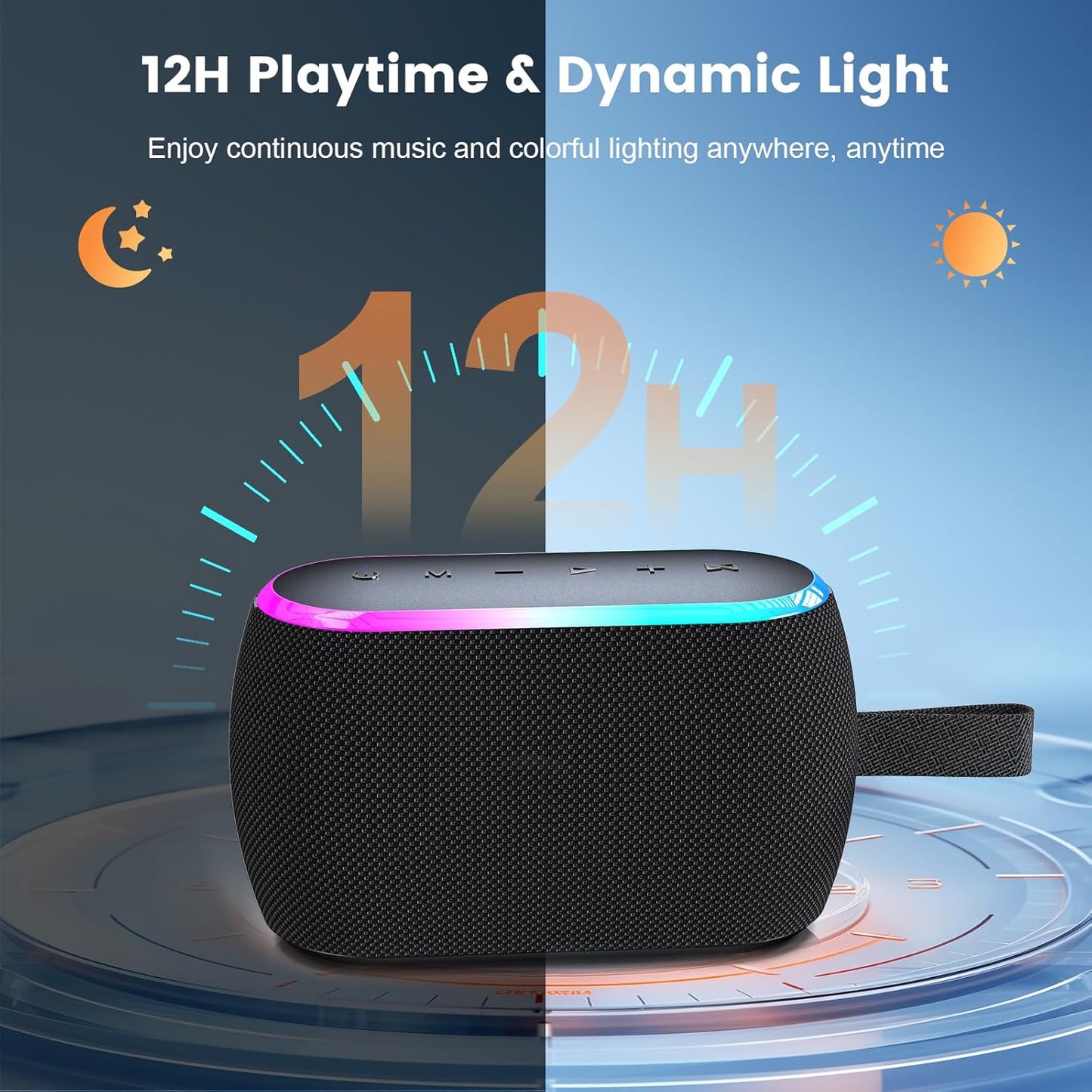 ZICOROOP 40W 5.3, IPX6 12H Bluetooth Speaker, Portable Wireless with Stereo Bass, Bluetooth Waterproof Shower Speakers
