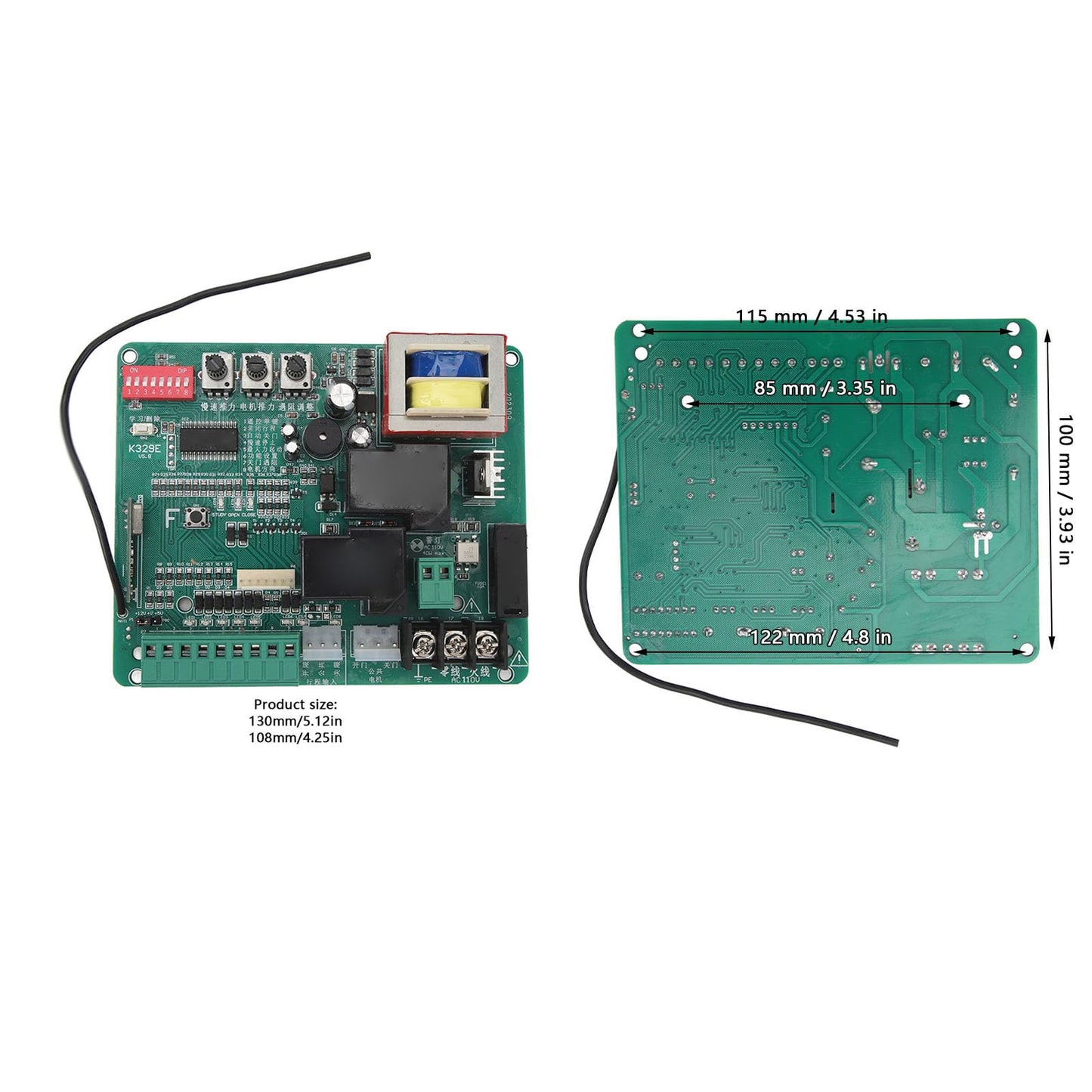 Control Board for Sliding Gate Opener Security Electronic Main Replacement Circuit Control Board with LED Indicators,Sensitive Sliding Gate Motor Control Board (110V)