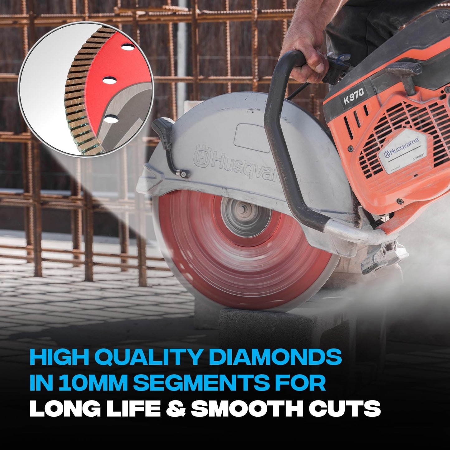 OX Tools 10 inch Universal Dry/Wet Cutting Diamond Blade for Concrete Saw, Cuts Concrete, Granite, Metal, Natural Stone, and Tiles - 7/8 inch - 5/8 inch Bore, Continuous Turbo Segments, OX-PU10-10