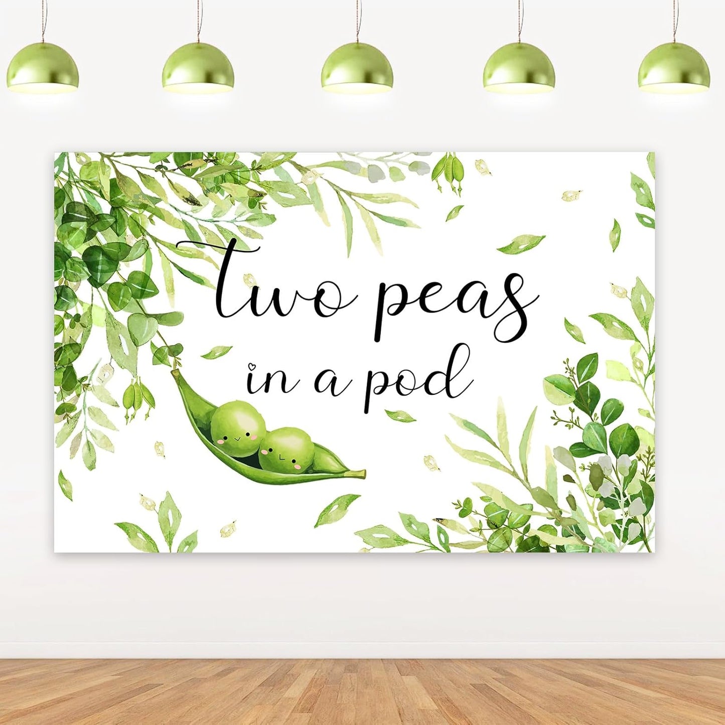 Diartpaint 3x5ft Two Peas in a Pod Twins Baby Shower Backdrop, Greenery Oh Babies Photography Background, Sweet Peas
