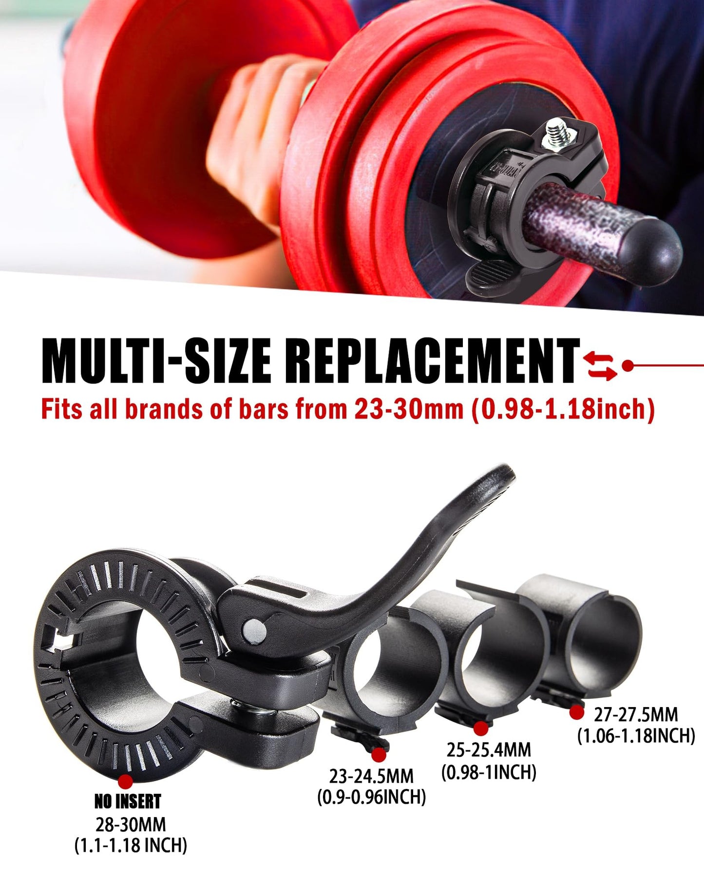 ZY-HUAN Mini Pro Barbell Clips 1 inch I Multi-Size Adjustable Barbell Collar I 1 inch Barbell ClampsIQuick Release Weight Clips Pair of Locking for Dumbbell Bar (Black)