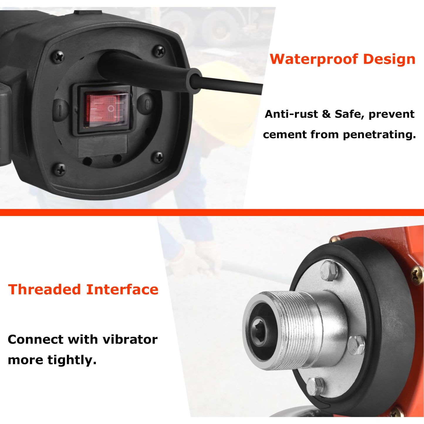 Seeutek Concrete Vibrating Tool - 1500W 16000 RPM Portable Pencil Cement Vibrator to Remove Air Bubbles and Level Concrete with 4.5m (14-3/4ft) Long Shaft Rod, Easy to Use