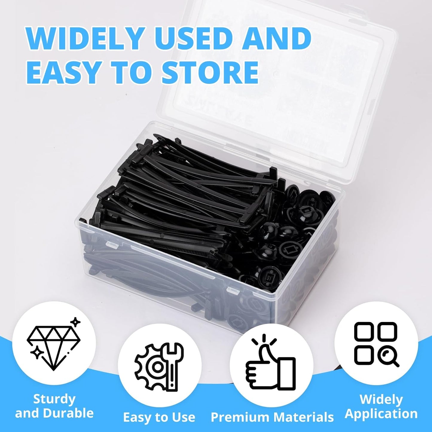ZMLLAYE 150 Pcs Nylon Universal Cable Tie Buckle - Grip Auto Zip Tie Buckles with Pin & Button Design, Snap Fit Nylon