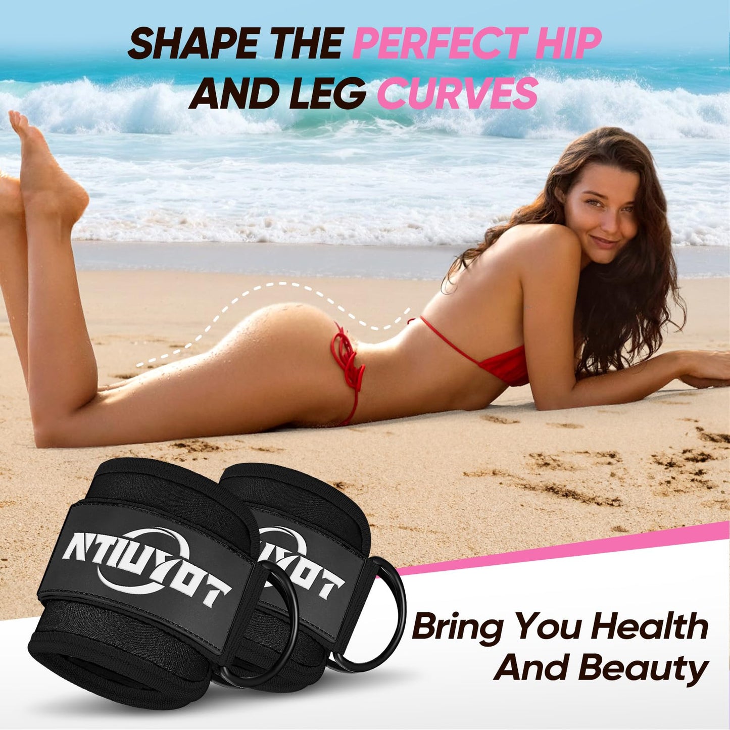 NTIUYOT Ankle Resistance Bands with Cuffs, Workout Sets for Women, Resistance Bands for Working Out, Resistance Band for Leg, Workout Equipment, Home Gym Exercise Bands for Butt Lift Leg Training