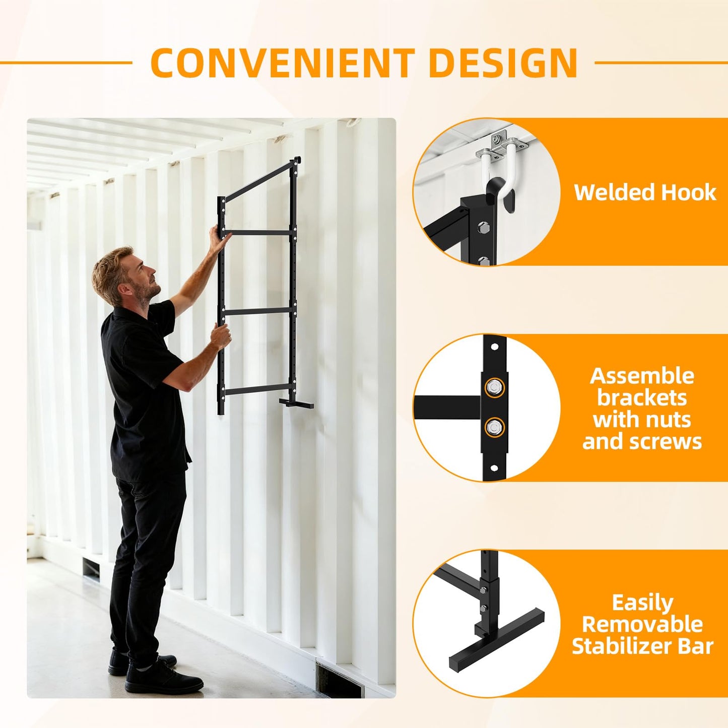 Shipping Container Shelf Brackets 2 Pack, 58" H x 23" W Bracket Adjustable Heavy Duty Steel Cargo Shipping Container Shelves, 3-Tier Power Coated Shipping Container for Organization, Black