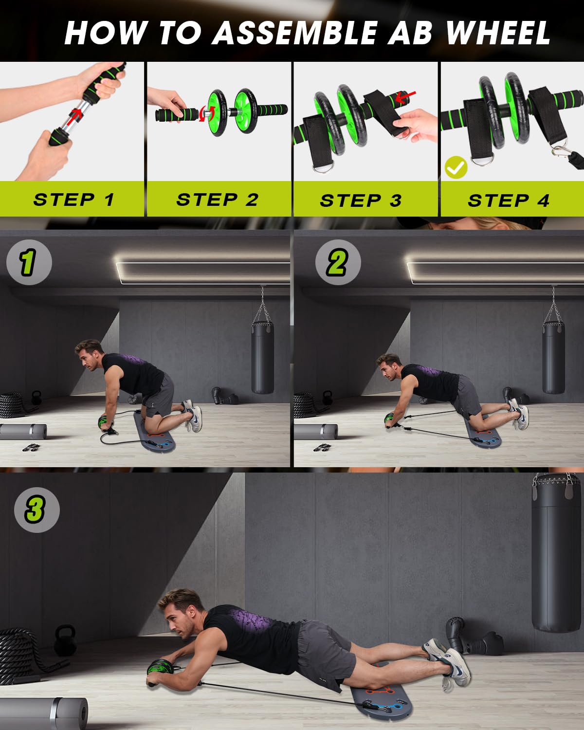Hikeen Home Workout Equipment to Help Achieve Fitness Goals, 27-in-1 Portable Gym Exercise Equipment with Compact Push-Up Board, Resistance Bands, Ab Roller Wheel, and Pilates Bar, Master Your Workout