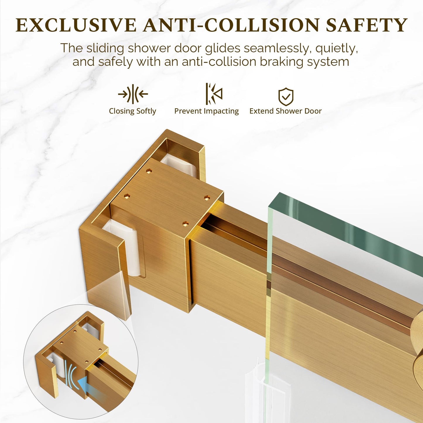 Frameless Double Sliding Shower Door 57"-61"x79", 3/8" Tempered Glass with Easy-Clean Coating, Adjustable Width for Walk-in Shower, Includes Towel Bar & Stainless Steel Hardware