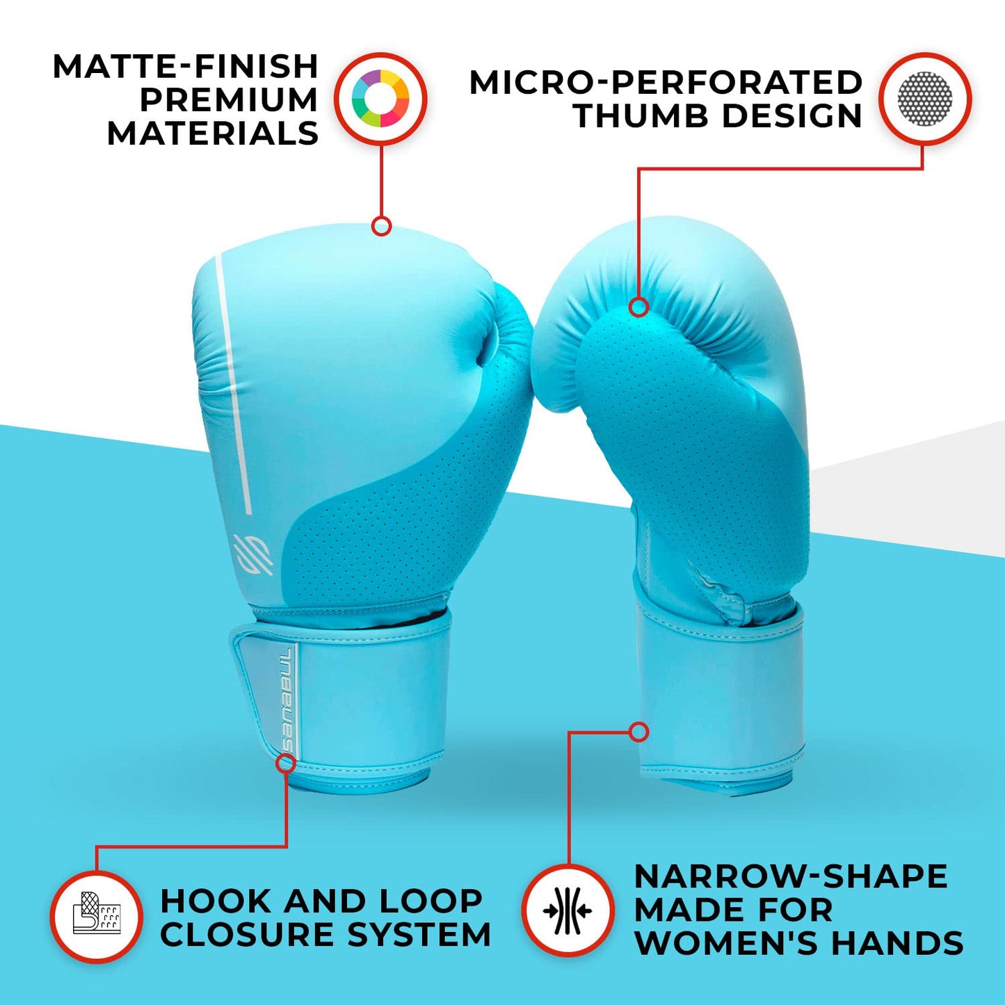 Sanabul Easter Egg Boxing Gloves for Women, Pro Training MMA Kickboxing Muay Thai Gloves, Sparring Punching Heavy Bag, Mint 8 oz