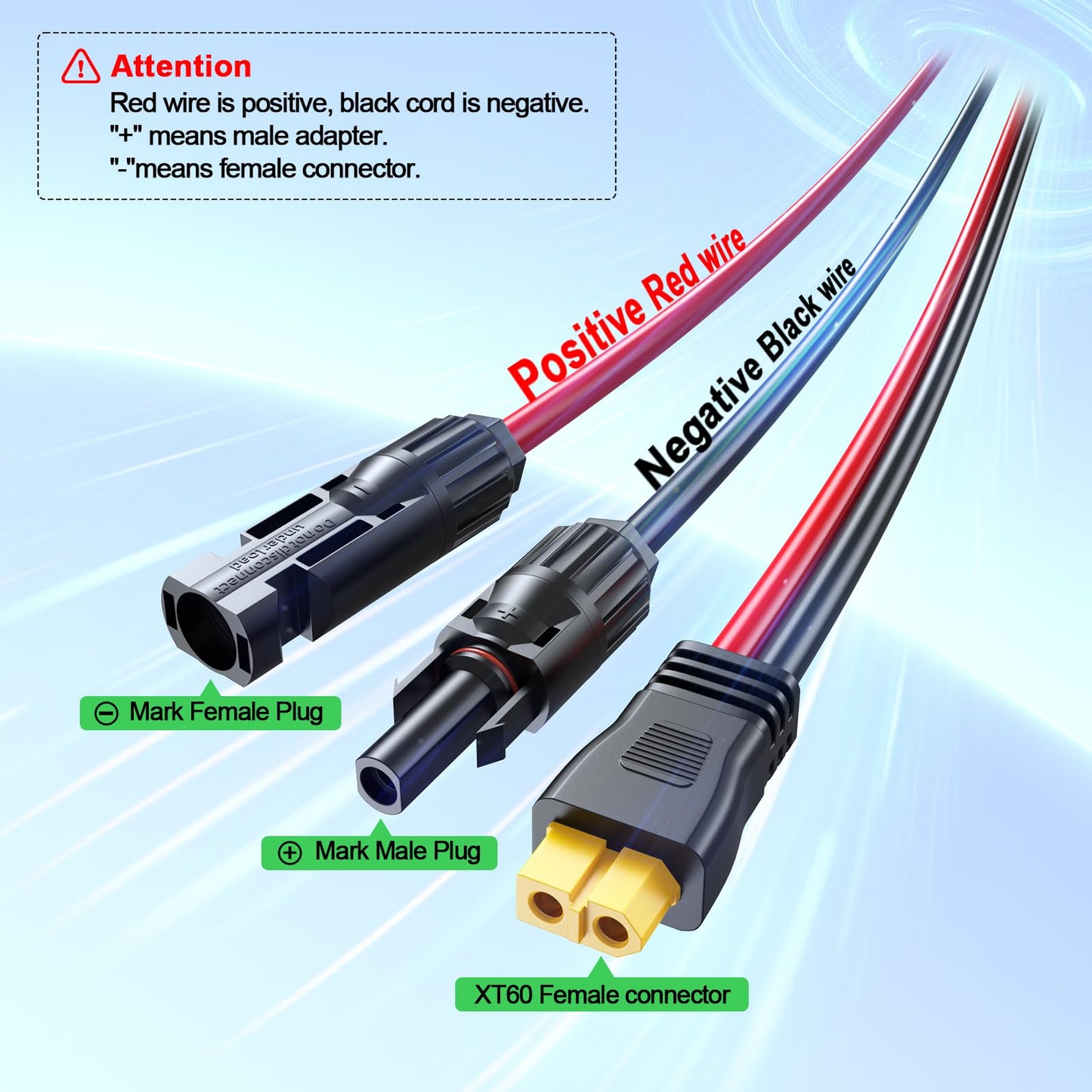 Bateria Power Solar Panel Cable for Ecoflow Anker SOLIX 12AWG 100FT XT60 Solar Cable, XT60 Extension Charge Extension Cable Compatible with EcoFlow, Anker, BLUETTI & Generator