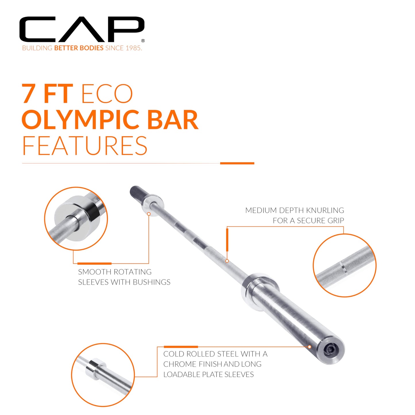 CAP Barbell 160 lb Economy Olympic Weight Set with 7ft Chrome Barbell & Black Bumper Plates with Color Logo