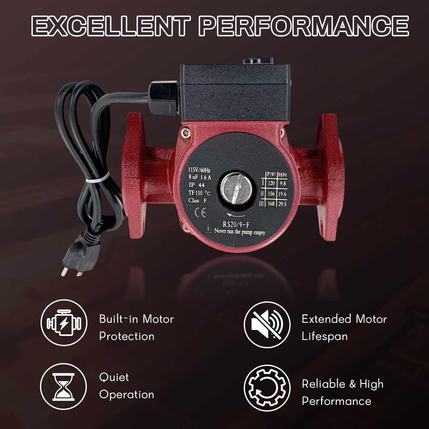 UPS26-99FC Circulator Pump/Boiler Pump 1/6HP Cast Iron Compatible with Grundfos 52722512 Radiant Heating/Hydronic Heating/Fan Coil Heating/Solar & Other System Types 115V