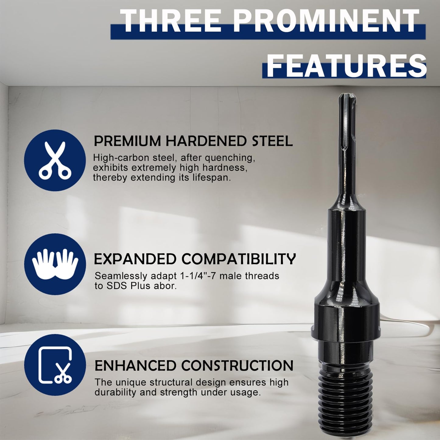 DaduoRi 6" Wet Core Drill Bit & SDS Plus Shank Drill Adapter - 6" Diameter Core Bits for Concrete, 14" Drilling Depth, 1-1/4"-7 Thread Diamond Core Bit for Cured Concrete, Masonry, Brick