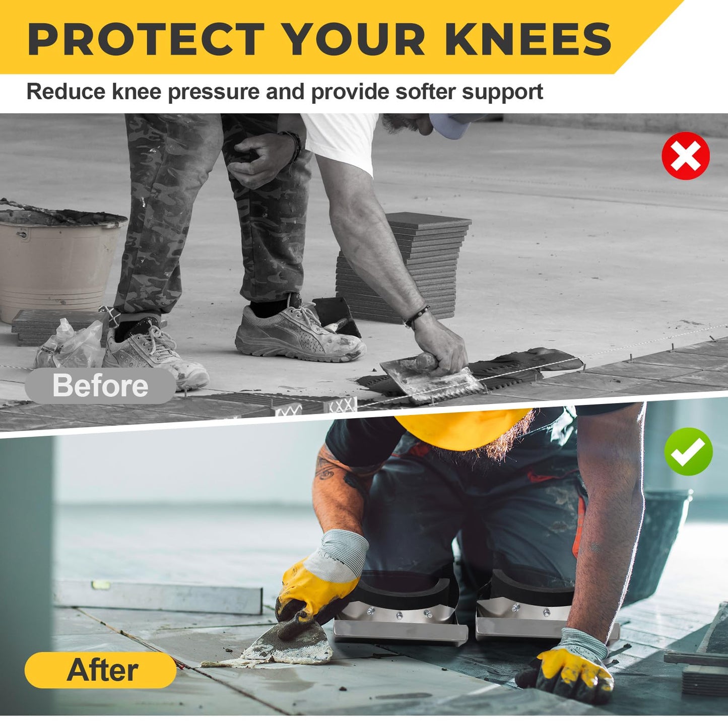 Daneried Concrete Knee Boards,Stainless Steel 28"x8" Heavy Duty concrete knee pads with Straps for Concrete Work & Finishing