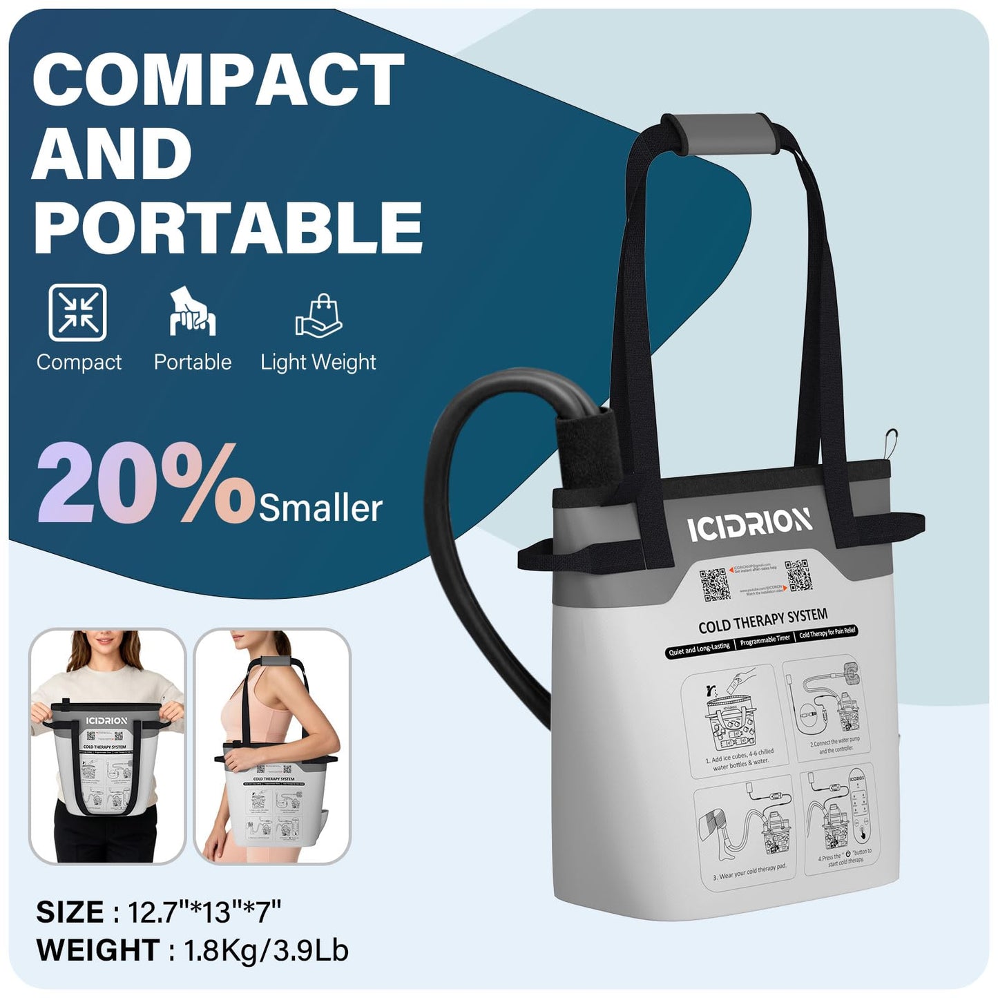 Cold Therapy Machine, Programmable Ice Machine for Shoulder After Surgery, Portable Shoulder Replacement Recovery System, Cryotherapy Pain Relief w/Compression Pad