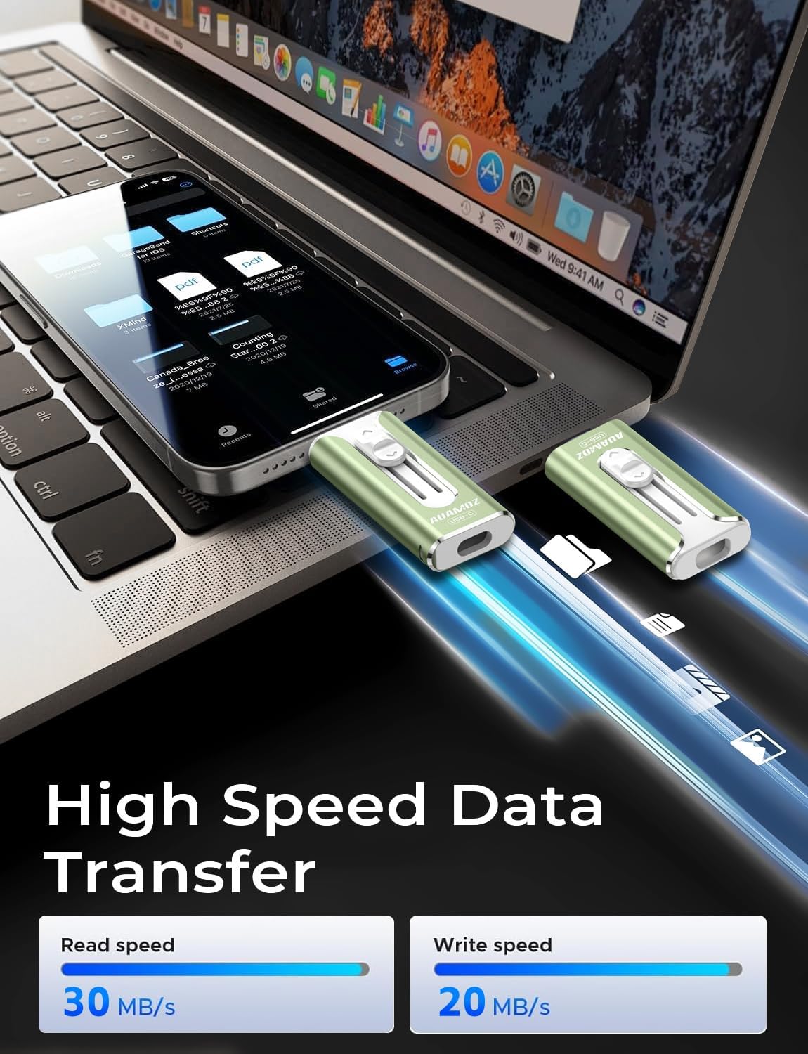 AUAMOZ 256GB 17/16/15/14/13/12/11, (1 Pack-Sage Mini Dual Interface Flash Drive, Portable Memory Stick Compatible