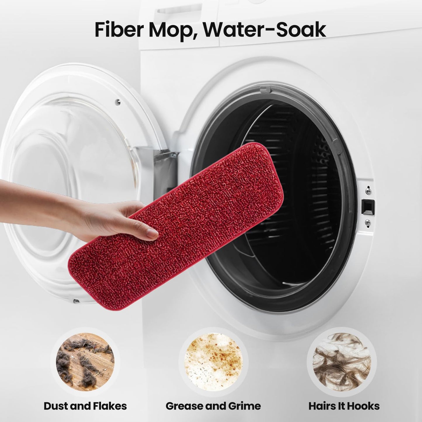 Spray Mops for Floor Cleaning with 3pcs Washable Pads, Xlife Wet Dry Mop for Kitchen Wood Hardwood Laminate Ceramic Tiles Floor Dust Cleaning-Red (No Cleaner)