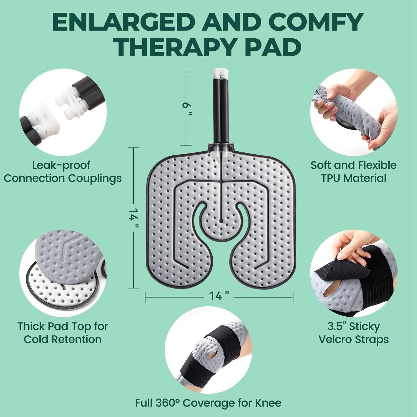 Ice Machine for Knee After Surgery w/Compression, Hip Replacement Cold Therapy Machine, Cryocuff Wrap Pack for Shoulder Recovery, ACL Cold Circulation System