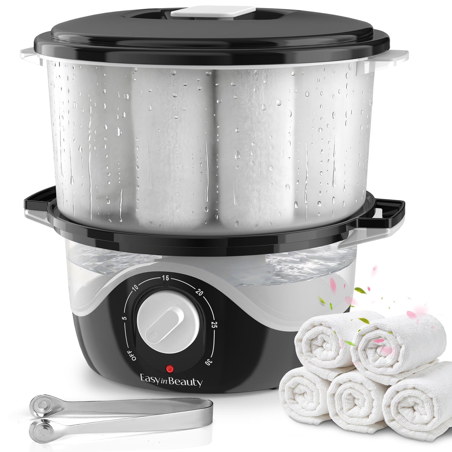 EASYINBEAUTY Hot Towel Warmer for Spa, 2.6L Small Towel Warmer with Transparent Water Tank, Rapid Heating Towel Steamer for Facial, Massage and Salon