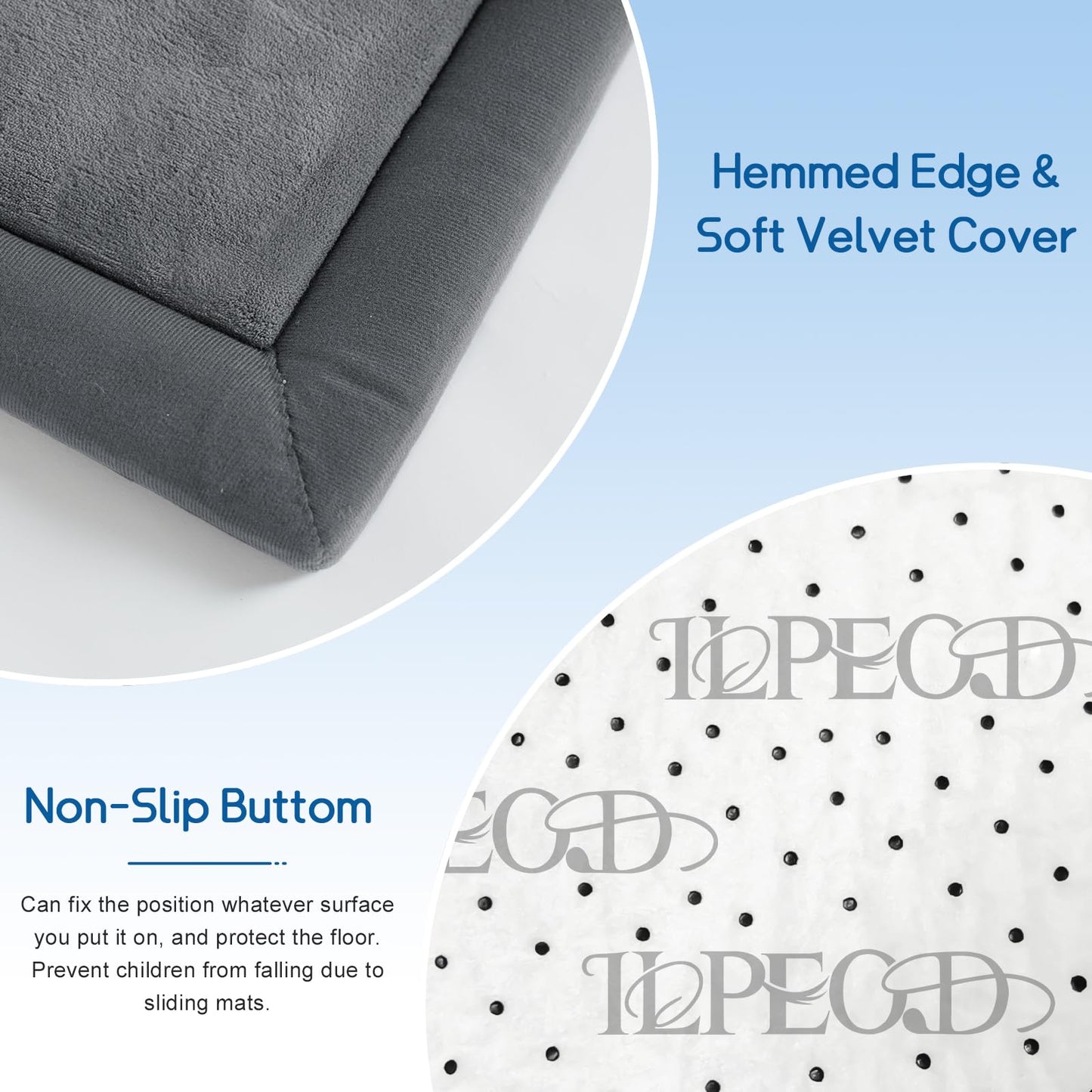 ILPEOD Baby Play Mat for Floor Nursery Rug Muscle Mat Area Rug Playroom Rug 47"x47" Playpen Mat Memory Foam 1.3" Thick Crawling Mat for Babies,Toddlers, Infants, Kids,Grey