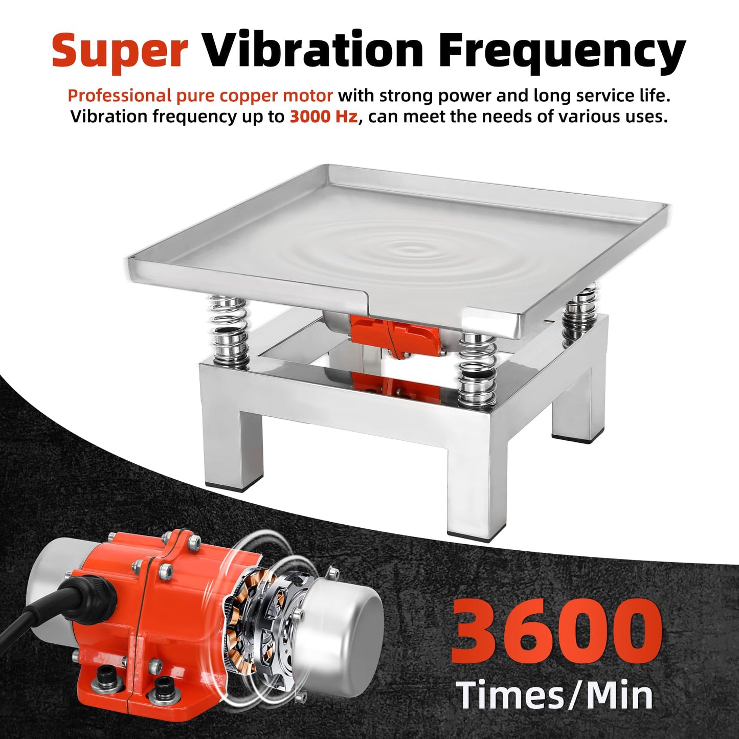 35×35cm Concrete Vibration Table, 110V Small Vibrating Test Bench Stainless Steel 44 lbs for reducing material gaps and increasing concrete compactness