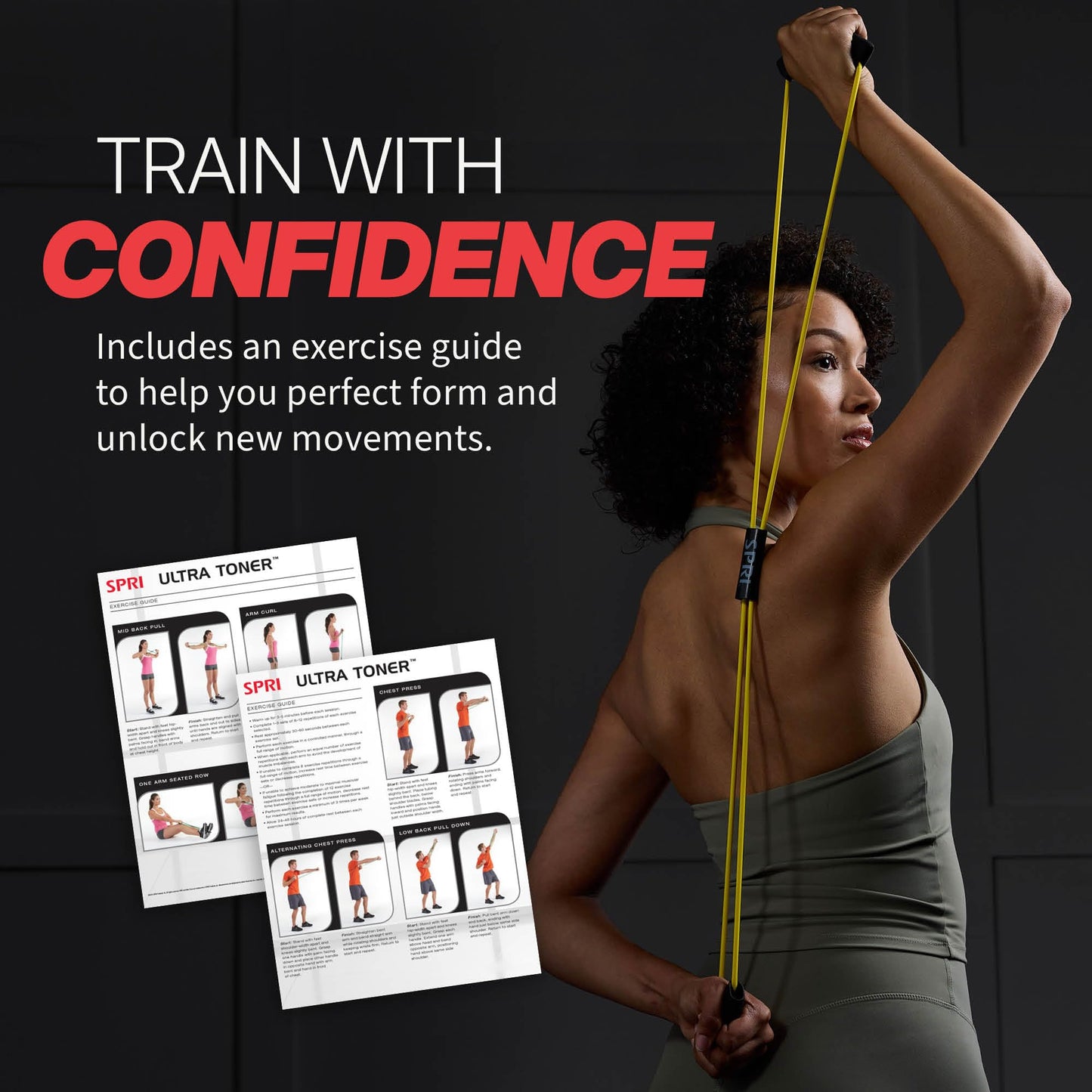SPRI Ultra Toner Resistance Band Figure 8 Exercise Cord, Red, Medium