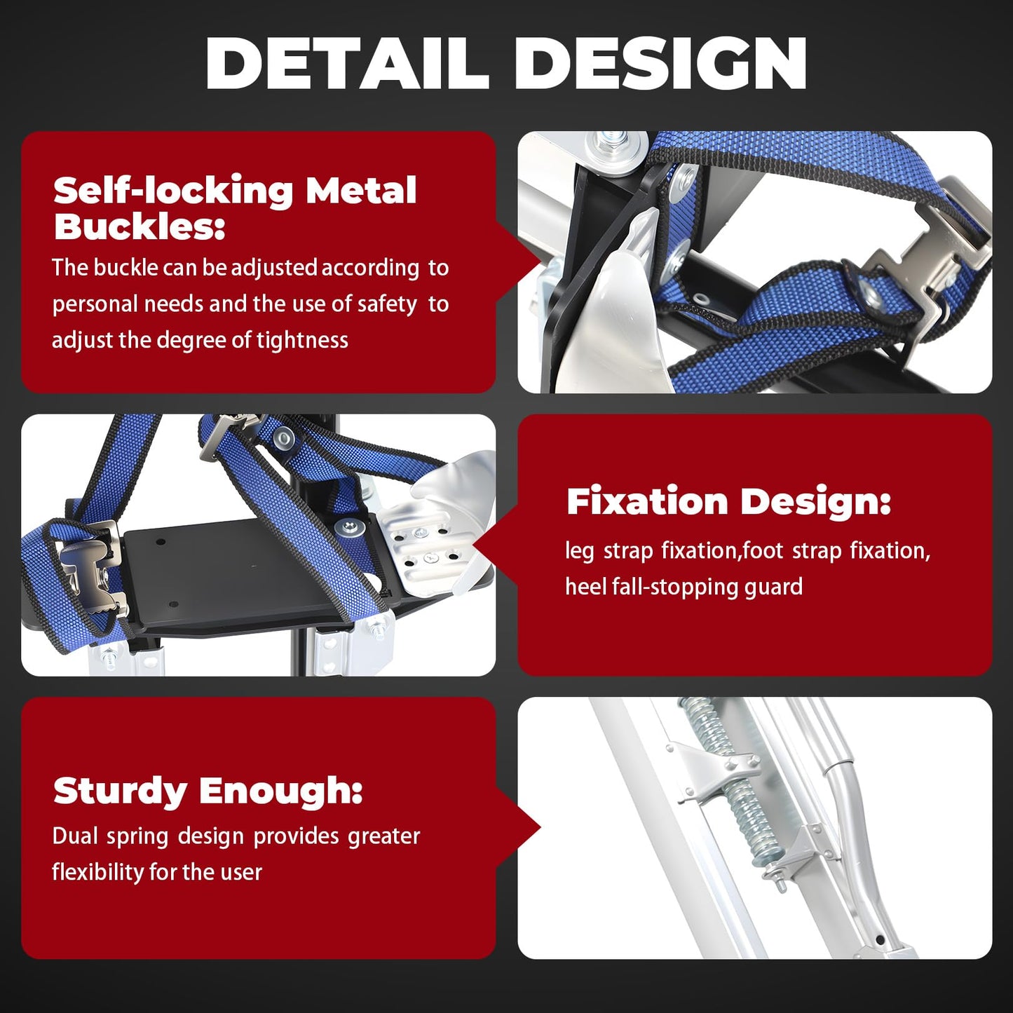 Nakkaa 48-64 Inch Adjustable Aluminum Drywall Stilts for Heavy-Duty Work Stilts for Sheetrock Exterior Wall Painting Construction (Silver,48"-64" Inch)