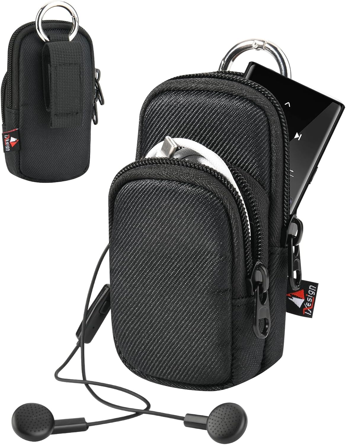 TXEsign MP3 MP3 Player Case for AiMoonsa Player with Accessory Pocket, Travel Carrying Case Dual Zipper Belt Storage