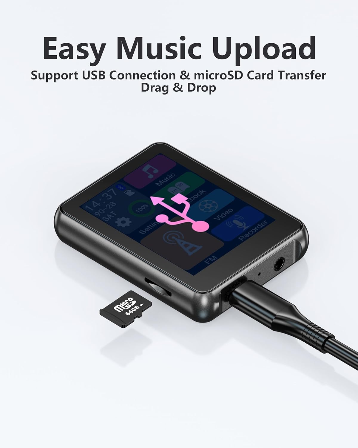 KeenPlus MP3 5.3,64GB Player,2.4" Wireless Player with Bluetooth Micro SD Card, Metal Digital Audio Touch Screen,HiFi