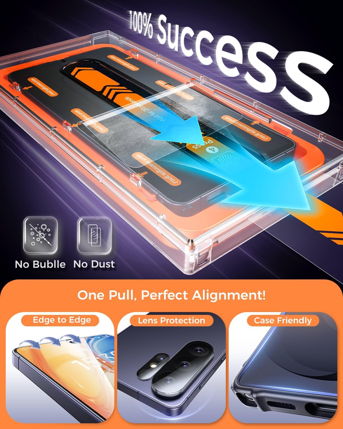 2+2 Pack S26 6.9'' 9H+ [12 DIMONCOAT for Samsung Galaxy Ultra Screen Protector with Camera Lens Protector, [TOP HD