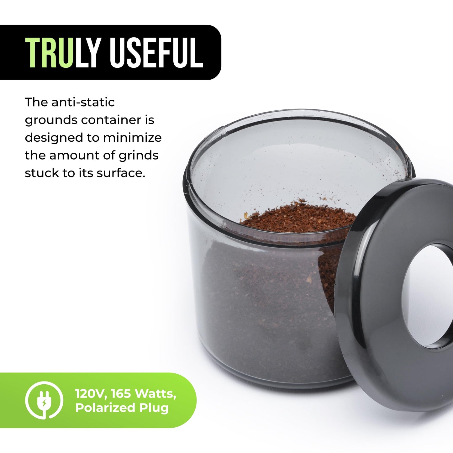 TRU Conical Burr Grinder - Precision Coffee Bean Grinder with 30 Grind Settings - Adjustable Grind Time & Digital Countdown - 9 oz Bean Hopper for Espresso & Drip Coffee