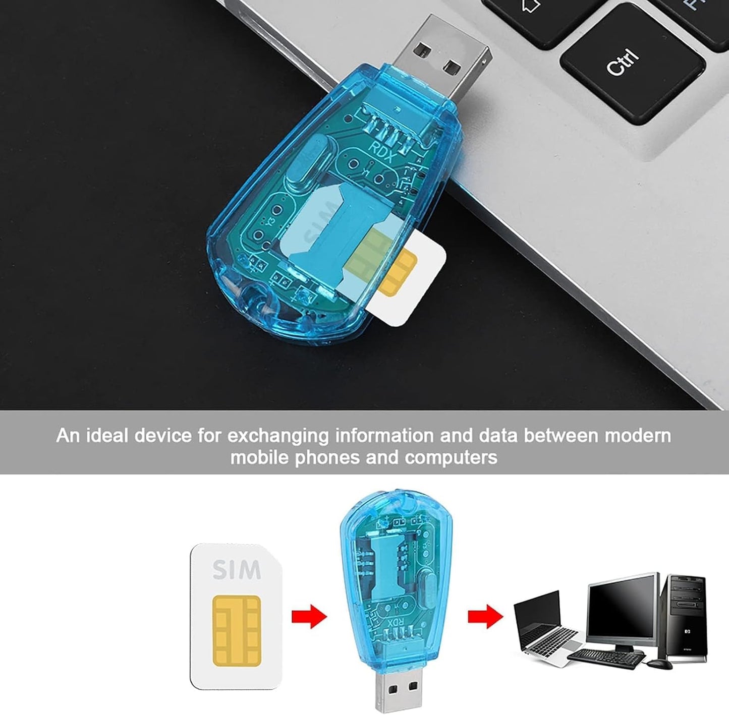 Beufee 2Pcs SIM Card Adapter, Clone Cards Card Reader Writer Copy Clone Writer SIM Card Reader with CD