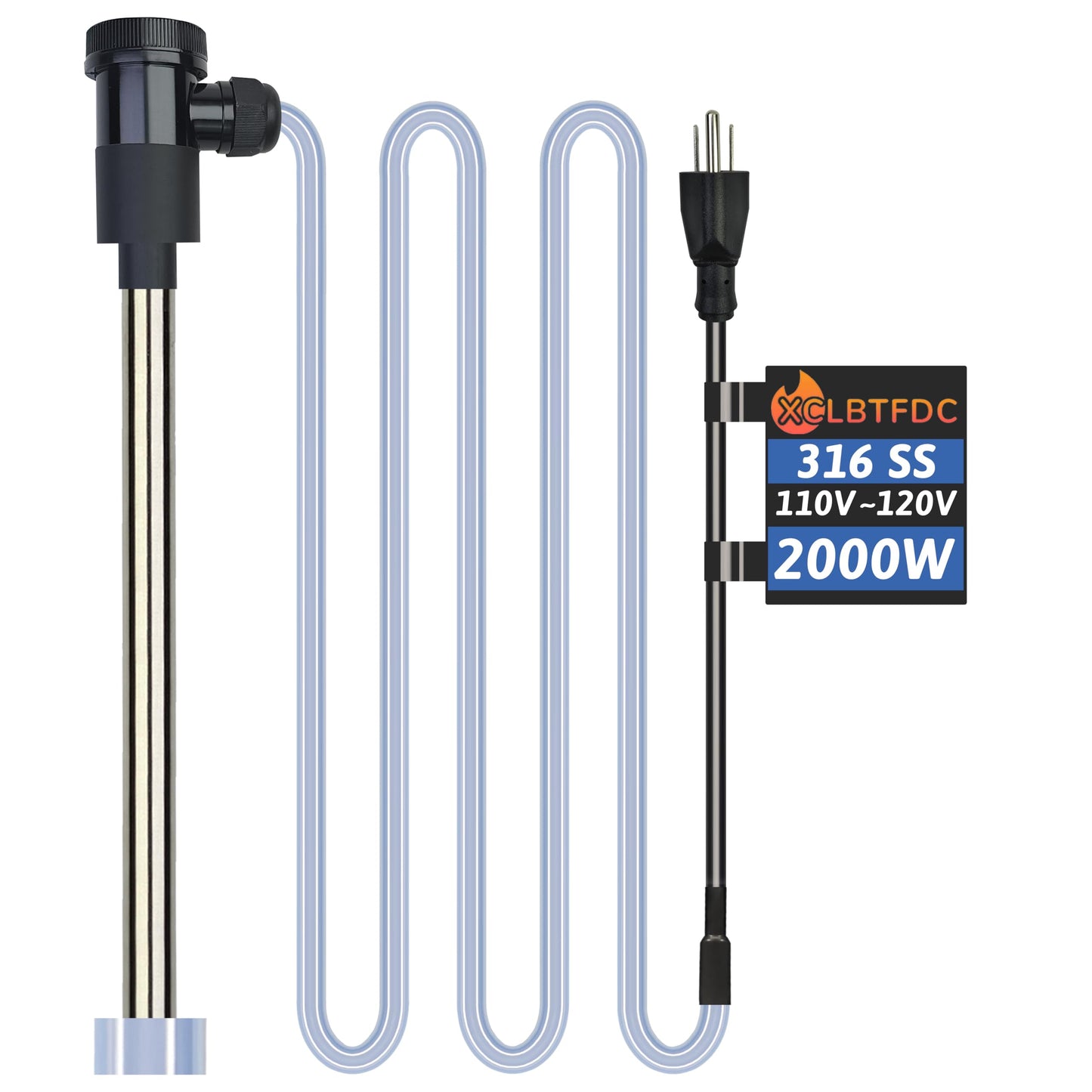 XCLBTFDC 2000W Immersion Water Heater Portable Electric Hot Tub and Pool Submersible Water Heater with WiFi Timer and Auto Shut Off for Spa, above ground pool, Bathtub, Swimming pool and Baptistry
