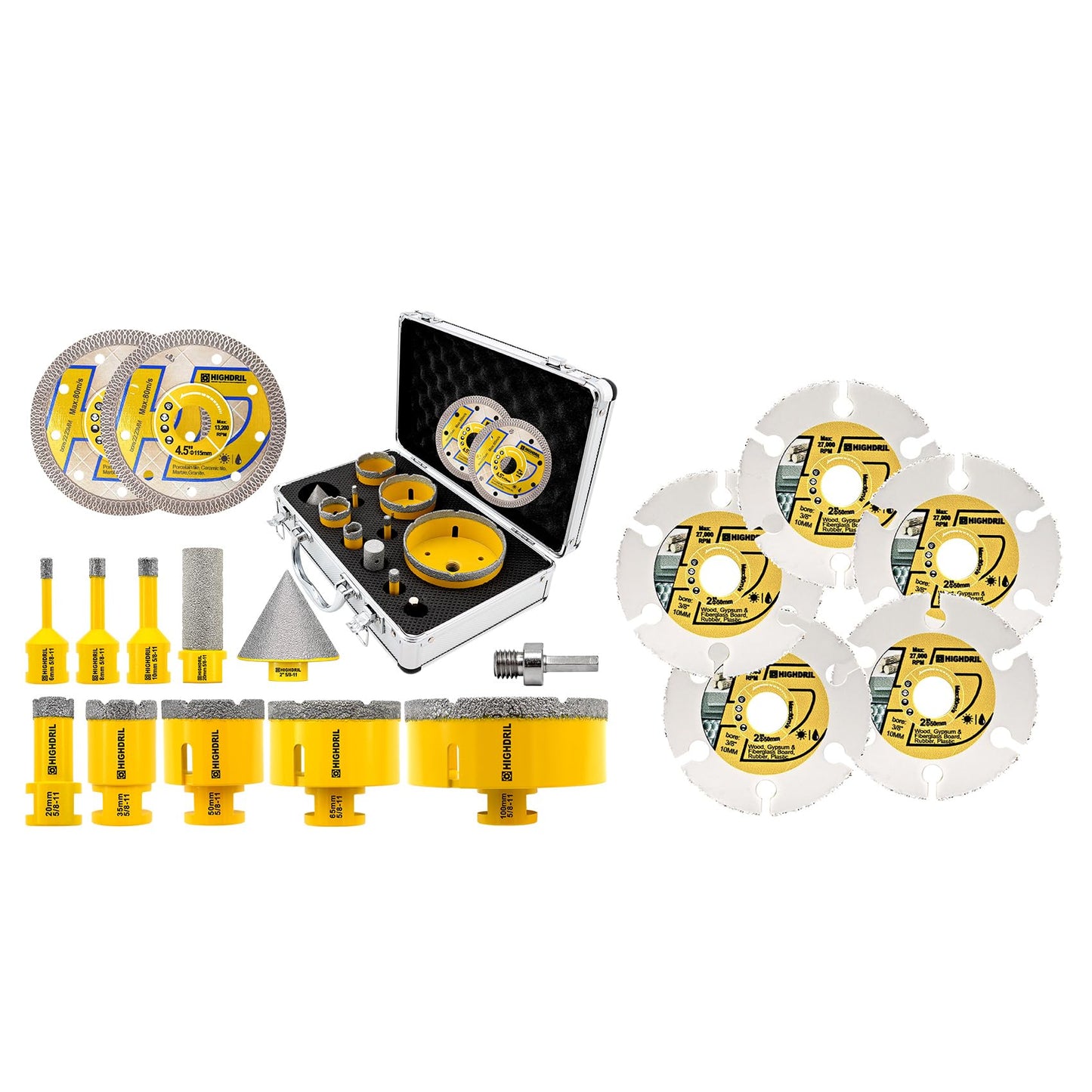 HIGHDRIL 13Pcs Diamond Hole Saw Kit and HIGHDRIL 2inch Circular Saw Blade
