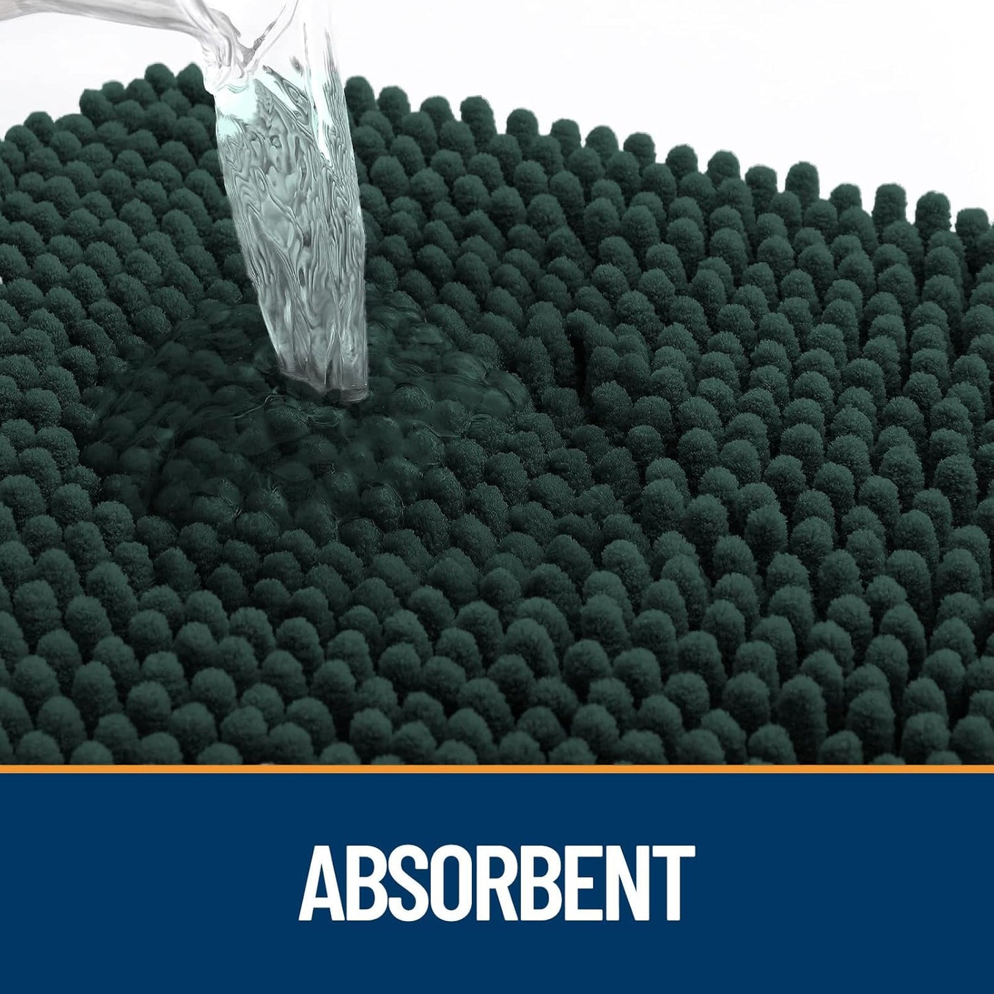 OLANLY Dog Door Mat - Absorbent Non-Slip Chenille for Muddy Paws | 70x24 Inches, Blackish Green