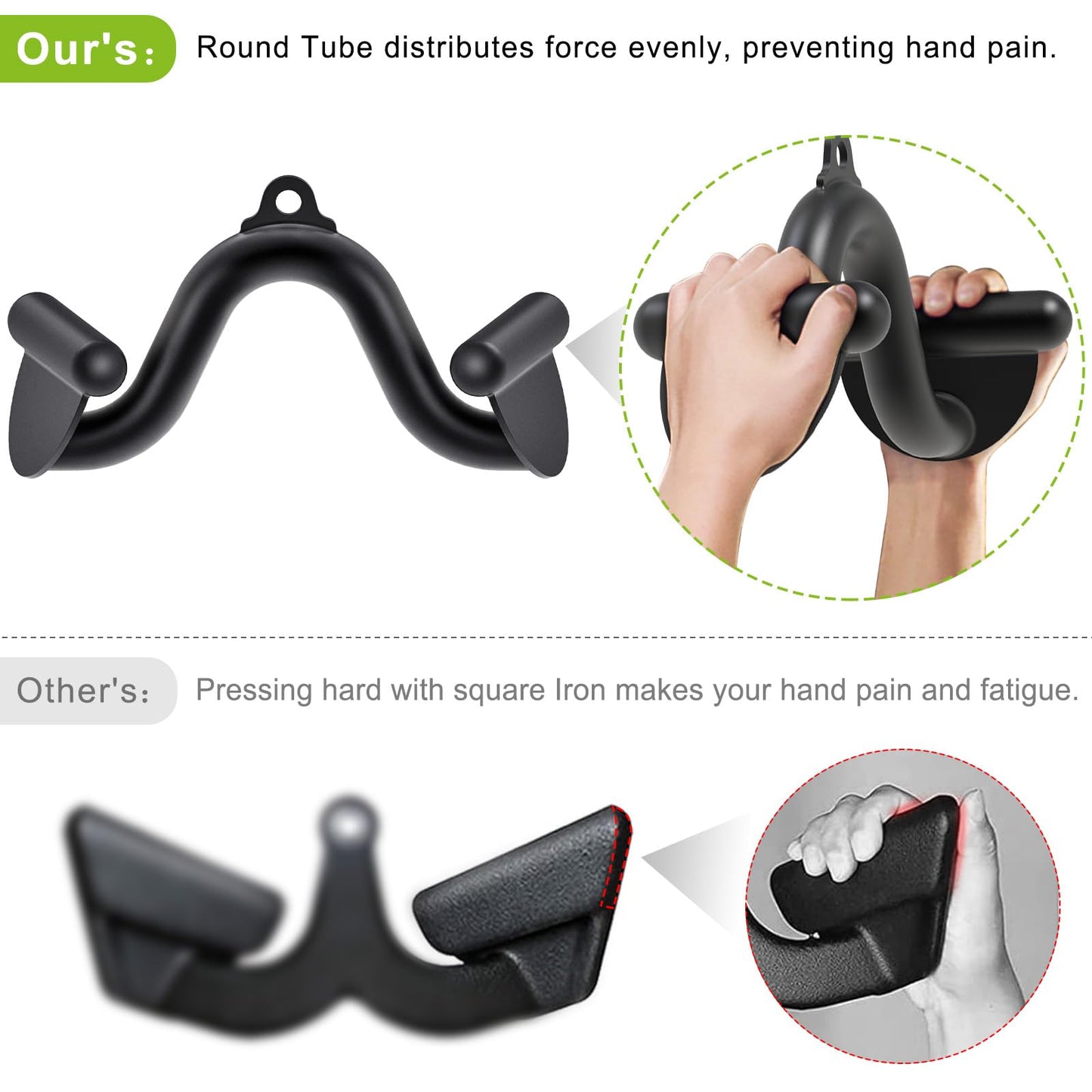 Kipika LAT Pull Down Bar for Cable Machine - Heavy Duty Steel T and V Cable Attachment With Quick-Connect Buckle - Back Tricep Strength Training Handle for Home Gym - 12" and 24"