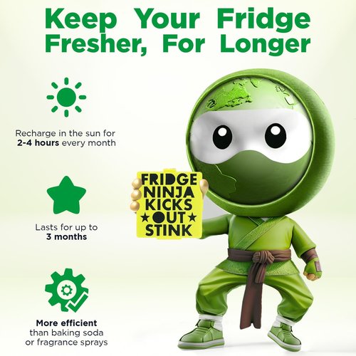 Fridge Ninja Compact Fridge Deodorizer - 2 Pack Activated Carbon for Superior Odor Control