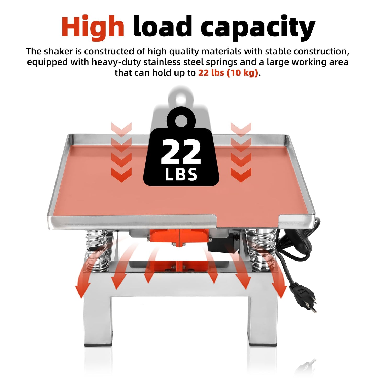 35×35cm Concrete Vibration Table, 110V Small Vibrating Test Bench Stainless Steel 44 lbs for reducing material gaps and increasing concrete compactness