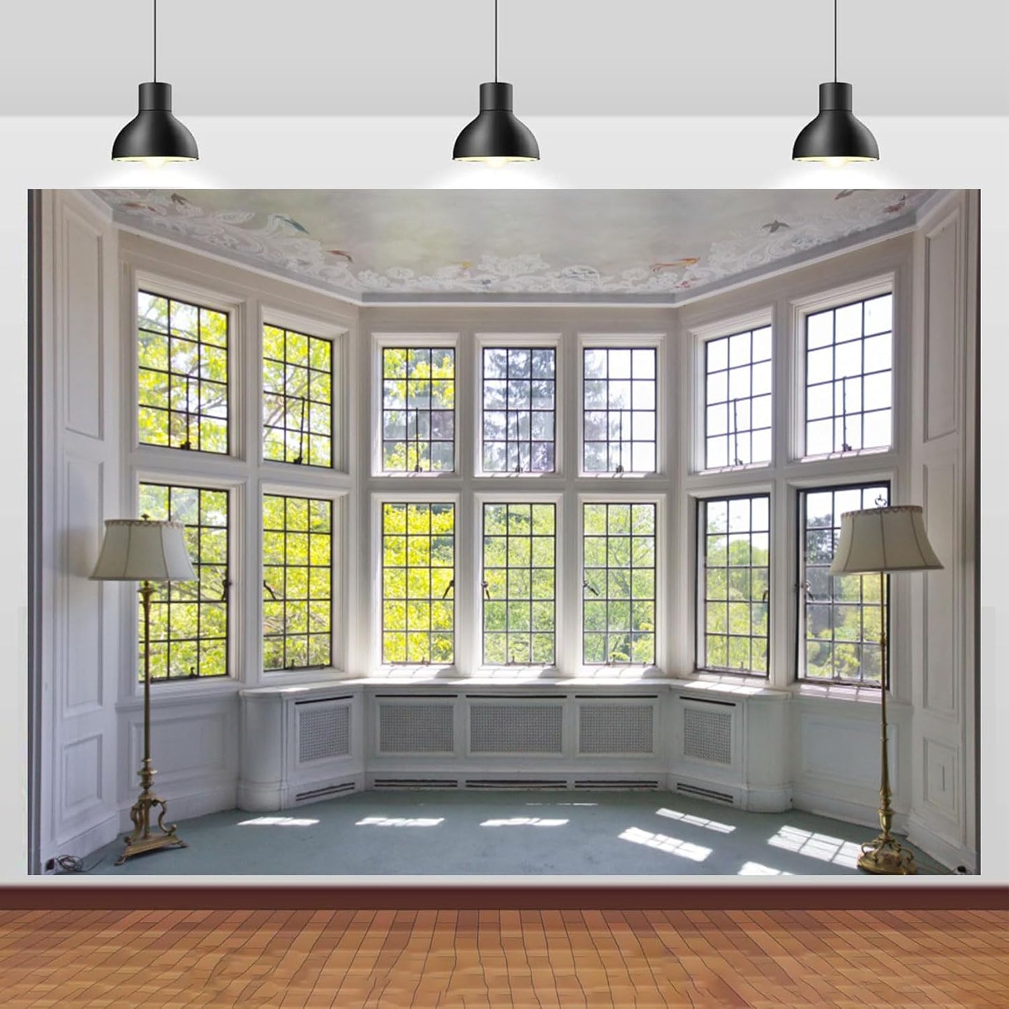 CSFOTO 8x6.5ft Big Bright Window Backdrop Window Garden Zoom Room Background for Wall Zoom Living Room Office Backdrop