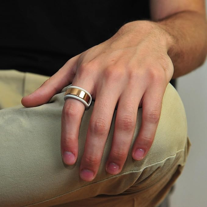 Rinfit Smart Ring Protector - Silicone Ring Enhancer for Active Lifestyle and Gym - StyleFit U.S. Design Patent - Stone, Size 6